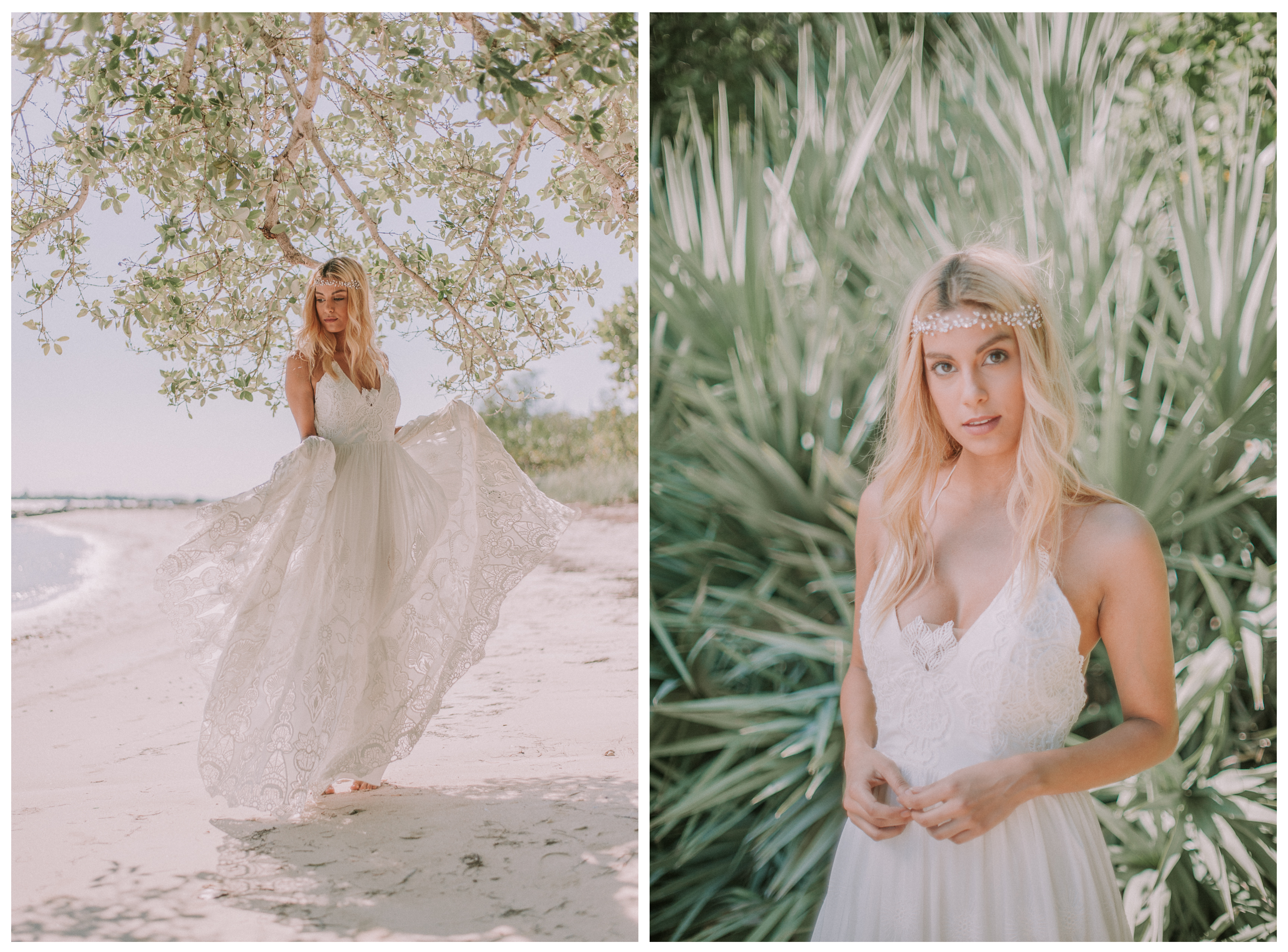 bridal gown shoot diptych